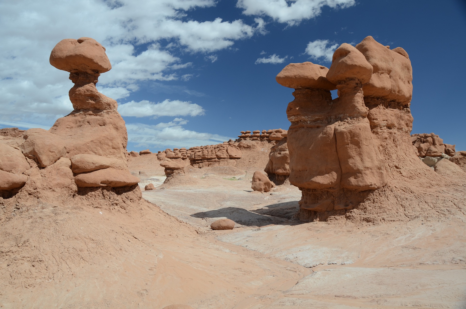 Rock formations in Goblin Valley, a state park in Utah